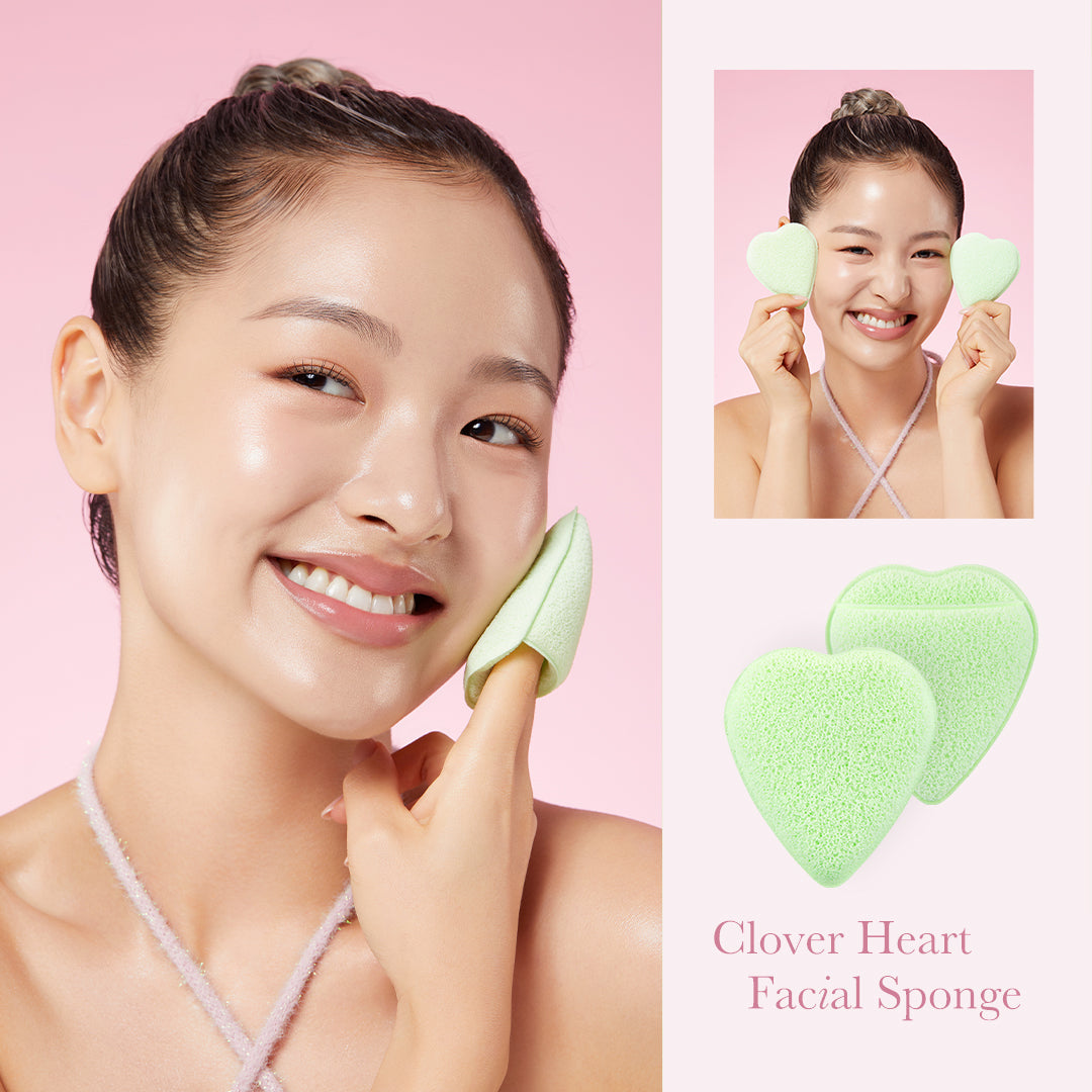 Clover Heart Facial Sponge - Medicube in Hand