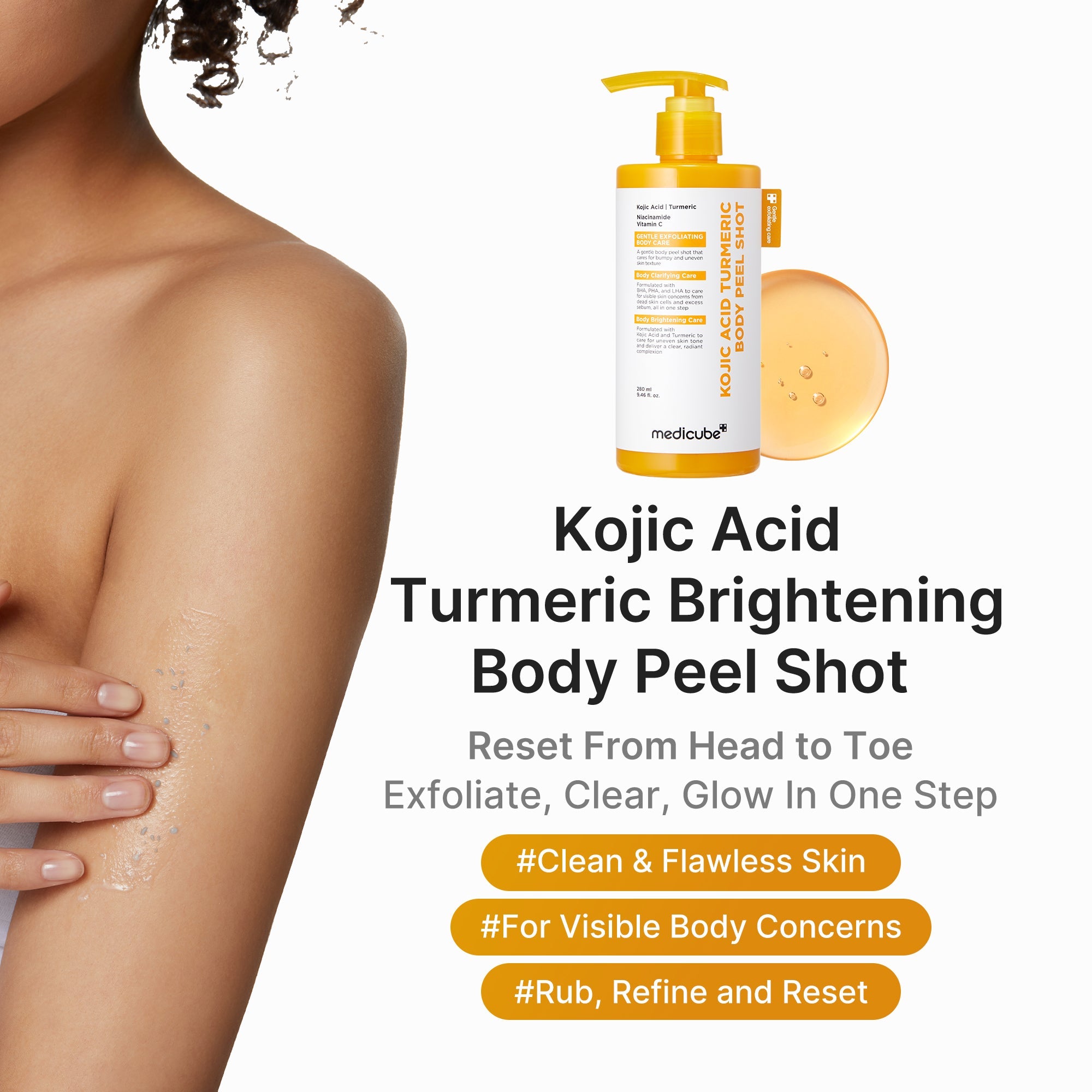 Kojic Acid Turmeric Body Peel Shot - Refined Medicube Routine