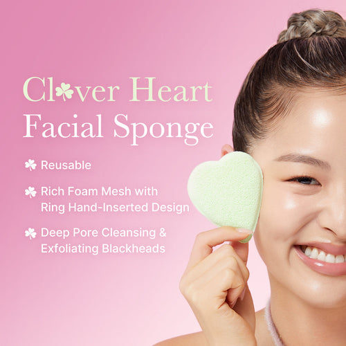 Clover Heart Facial Sponge - Medicube in Hand