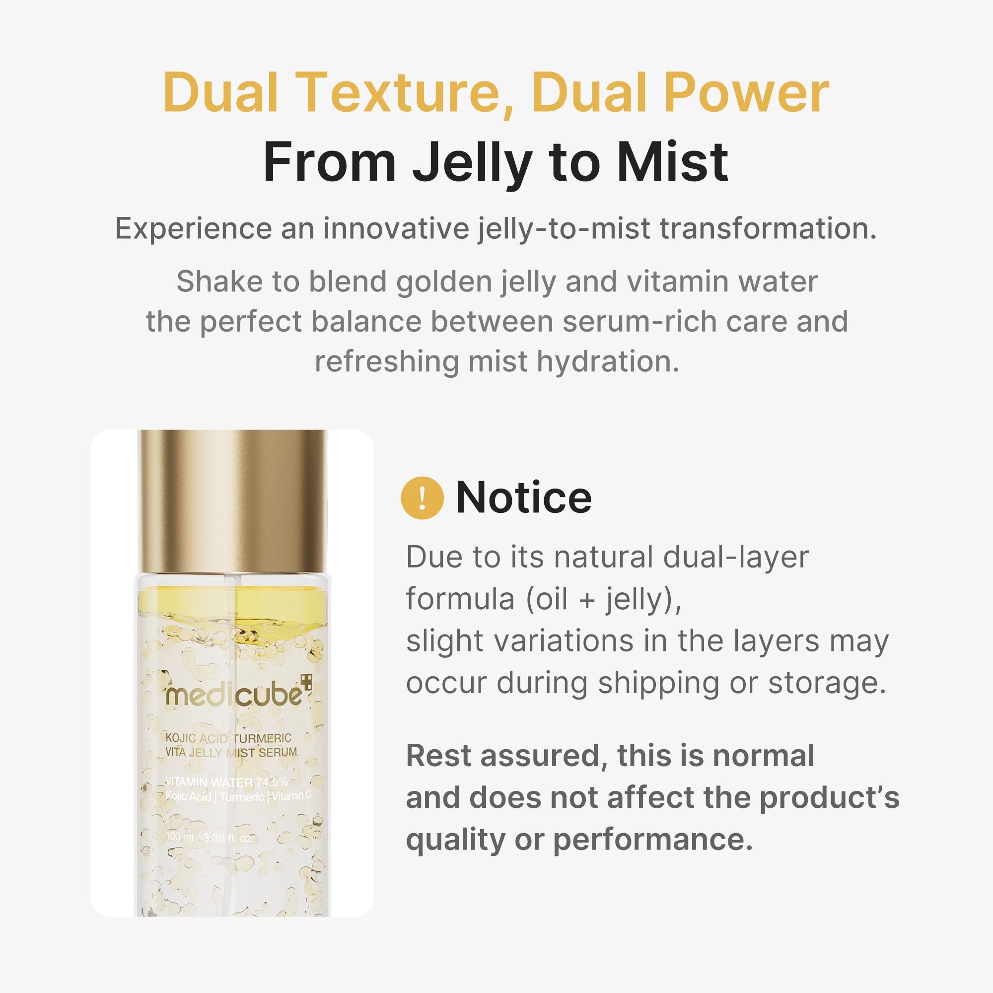 Kojic Acid Turmeric Vitamin Gold Jelly Mist Serum - Everyday Premium K Beauty